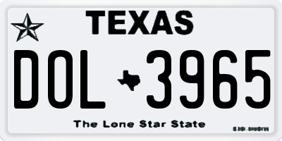 TX license plate DOL3965