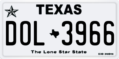 TX license plate DOL3966