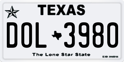 TX license plate DOL3980