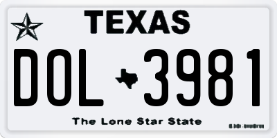 TX license plate DOL3981