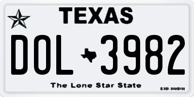 TX license plate DOL3982
