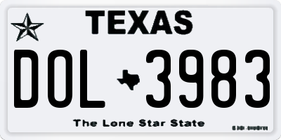 TX license plate DOL3983
