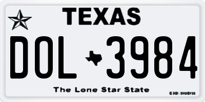 TX license plate DOL3984