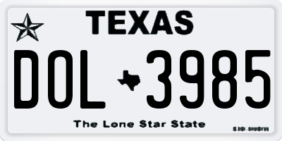 TX license plate DOL3985
