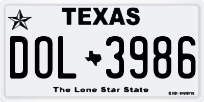 TX license plate DOL3986