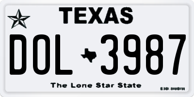 TX license plate DOL3987