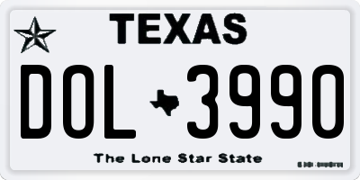 TX license plate DOL3990