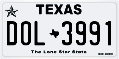 TX license plate DOL3991