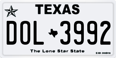 TX license plate DOL3992