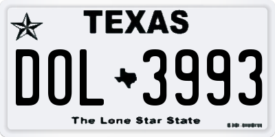 TX license plate DOL3993