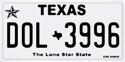TX license plate DOL3996