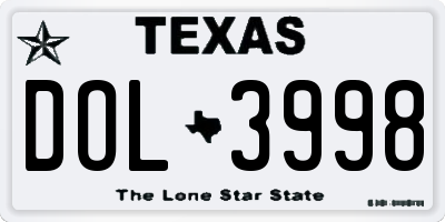 TX license plate DOL3998