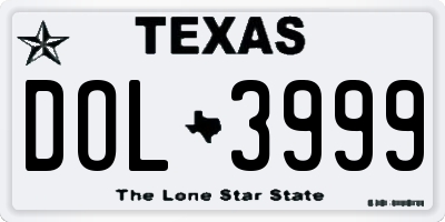 TX license plate DOL3999