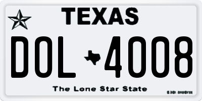 TX license plate DOL4008