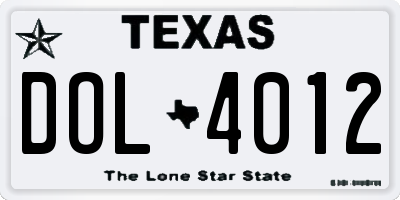 TX license plate DOL4012