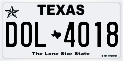 TX license plate DOL4018