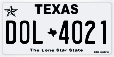 TX license plate DOL4021
