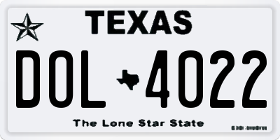 TX license plate DOL4022
