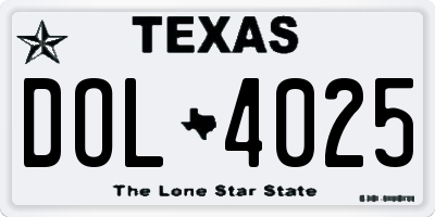 TX license plate DOL4025