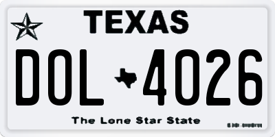 TX license plate DOL4026