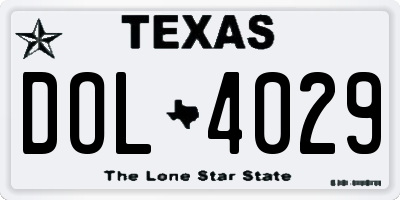 TX license plate DOL4029