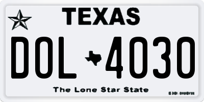 TX license plate DOL4030