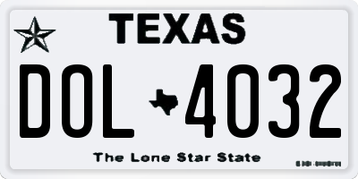 TX license plate DOL4032