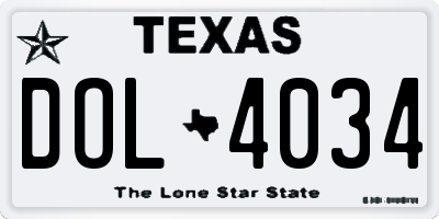 TX license plate DOL4034