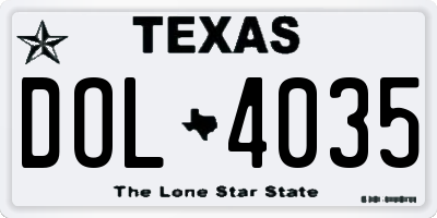 TX license plate DOL4035