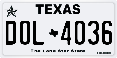 TX license plate DOL4036