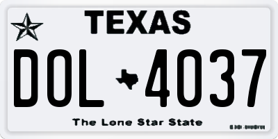 TX license plate DOL4037