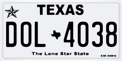 TX license plate DOL4038