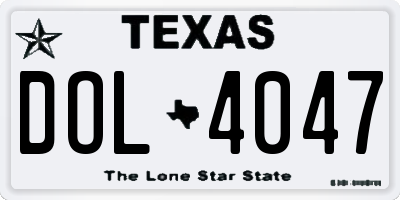 TX license plate DOL4047