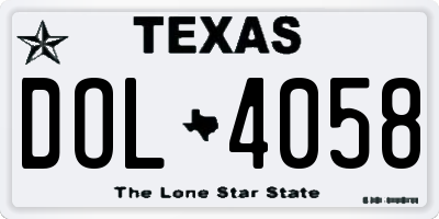 TX license plate DOL4058