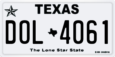 TX license plate DOL4061