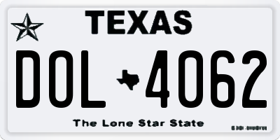 TX license plate DOL4062