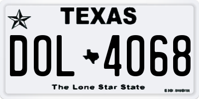 TX license plate DOL4068