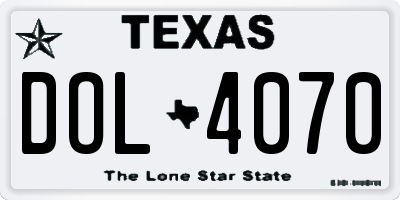 TX license plate DOL4070