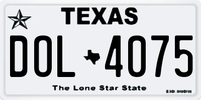 TX license plate DOL4075