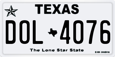 TX license plate DOL4076