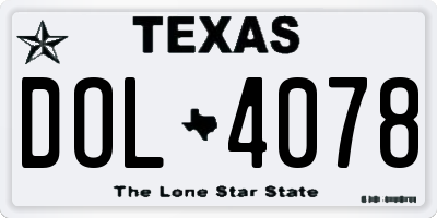 TX license plate DOL4078