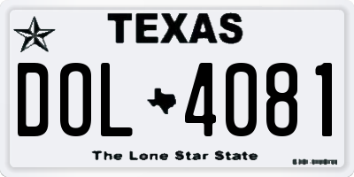 TX license plate DOL4081