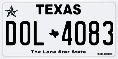 TX license plate DOL4083
