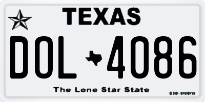 TX license plate DOL4086