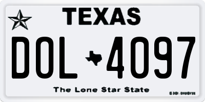 TX license plate DOL4097