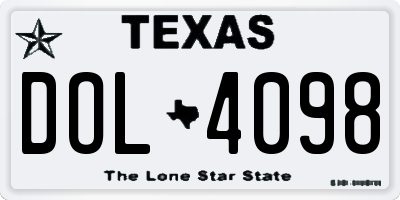 TX license plate DOL4098