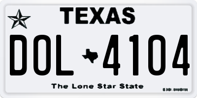 TX license plate DOL4104