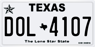 TX license plate DOL4107