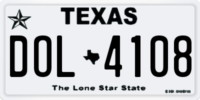 TX license plate DOL4108
