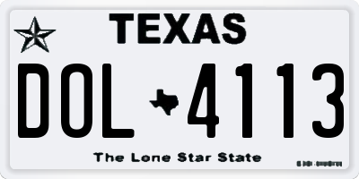 TX license plate DOL4113